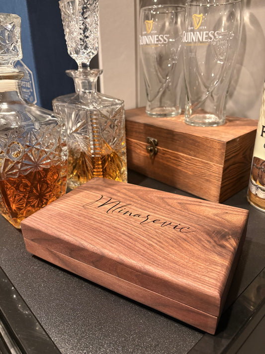 Handcrafted Wooden Cigar Box with Clippers