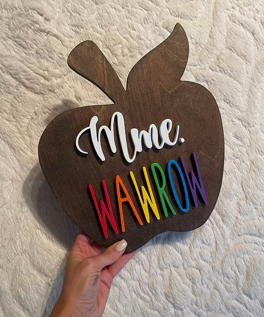 Teacher Name Apple Plaque