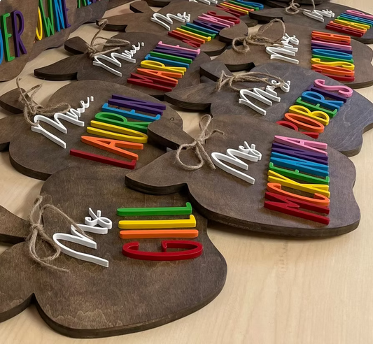 Teacher Name Apple Plaque